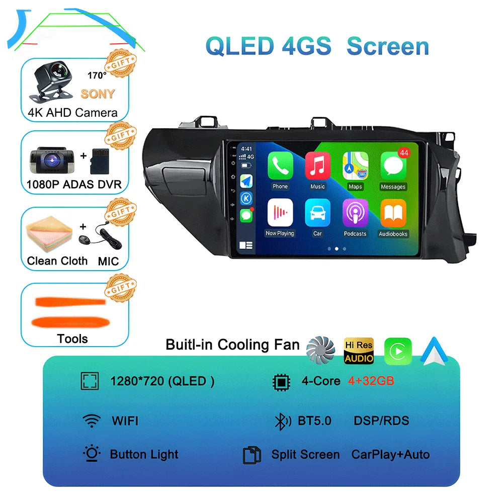 Android 15 Car Stereo GPS Multimedia Player for Toyota Hilux Revo/Vigo IMV (2016–2020) | Wireless CarPlay & Android AutoCar & Automotive Accessories