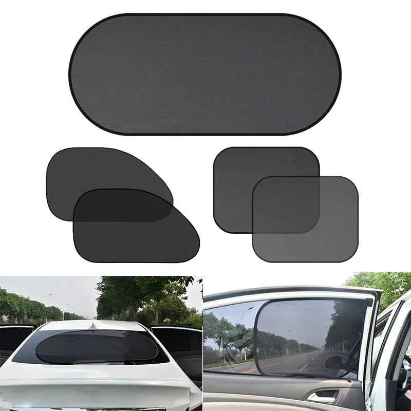 Car Window Sunshade UV Protection Mesh Cover Front Rear Side Curtain Black 1-5PCS