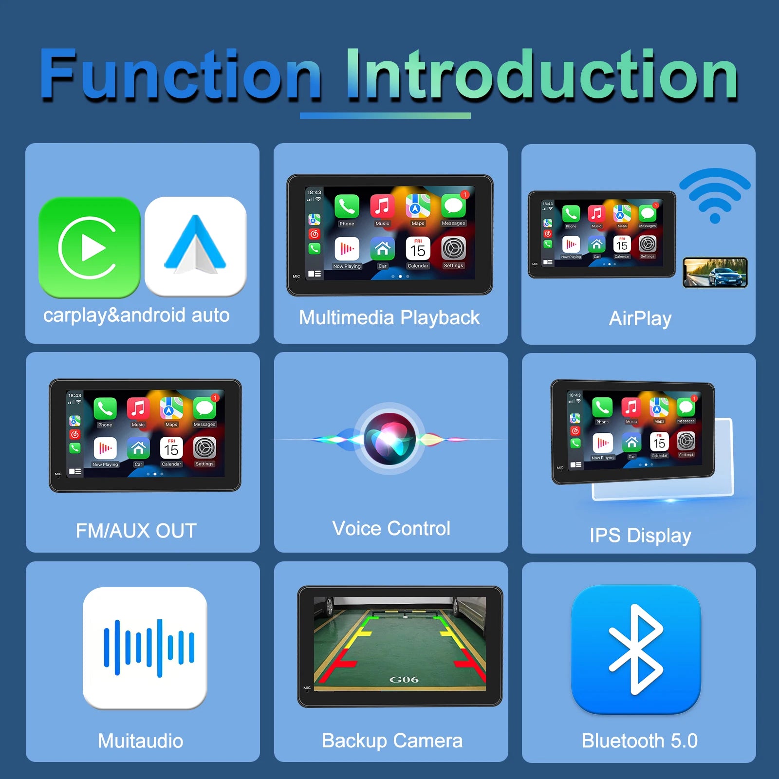 7" Touch Screen Car Stereo CarPlay Android Auto GPS Navi WiFi Radio MP5 Player