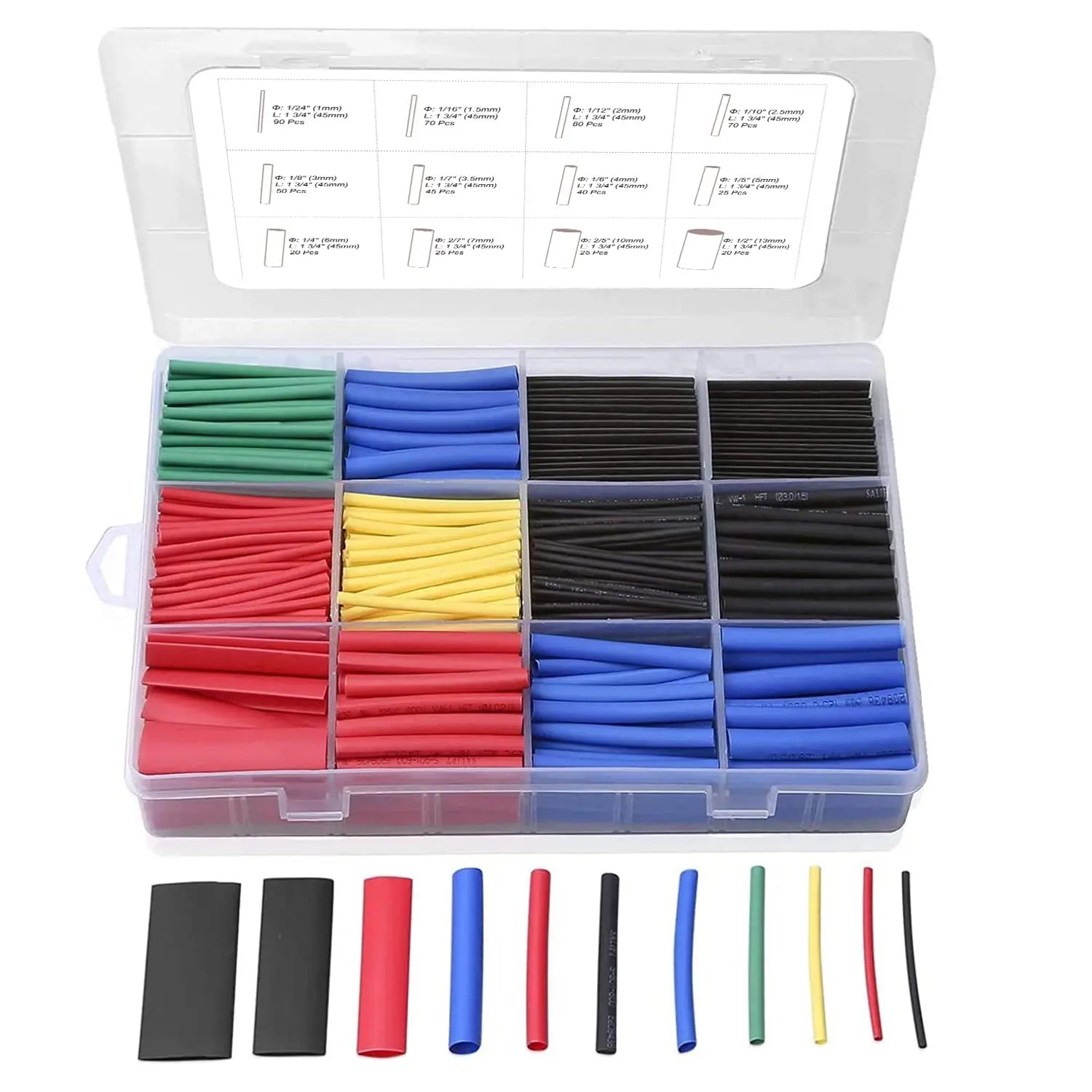 580/560-Pc Heat Shrink Tubing Kit – EVA Material, 6 Colors & 11 Sizes – Perfect for Electrical Insulation & Wire Repairs
