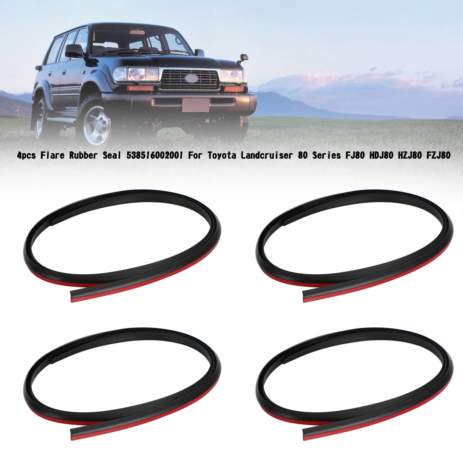 4x Fender Flare Rubber Seals 53851-60020-01 for Toyota Land Cruiser 80 Series FJ80 FZJ80 HDJ80 HZJ80