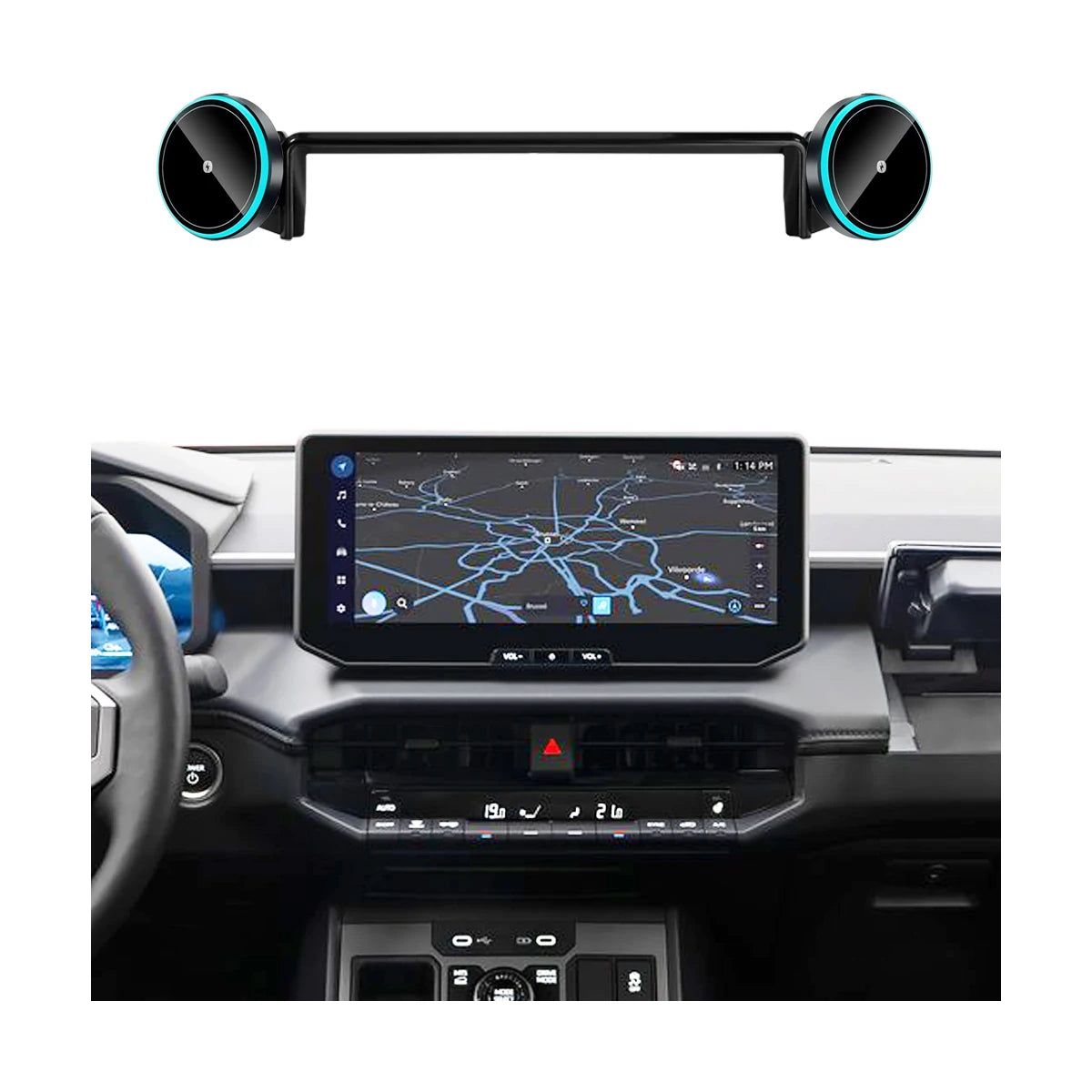 Elevate Your Driving Experience with the 2-in-1 Qi Wireless Charger Phone Mount for Toyota Hilux 2026-2027 - Perfect for Dual Phone Holders!