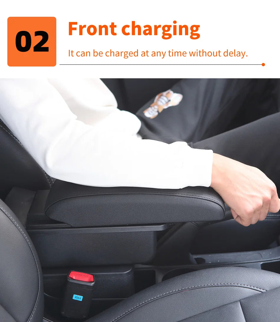 Armrest Box for Renault Clio 3 4 Captur – Car Center Console Storage Box with USB, Cup Holder – Interior Retrofit Accessory