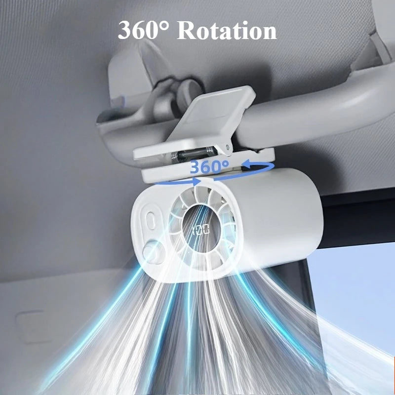 Portable Car Clip Fan 360Β° Rotatable 100 Speed USB Rechargeable Electric Fan Low Noise