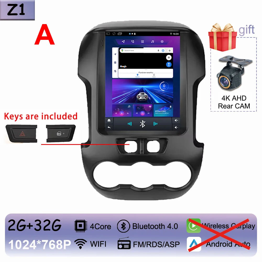 9.7" QLED Touchscreen Android 14 Car Stereo for Ford Ranger 2012-2015 | CarPlay, GPS Navigation, WiFi, Auto Radio Video Player