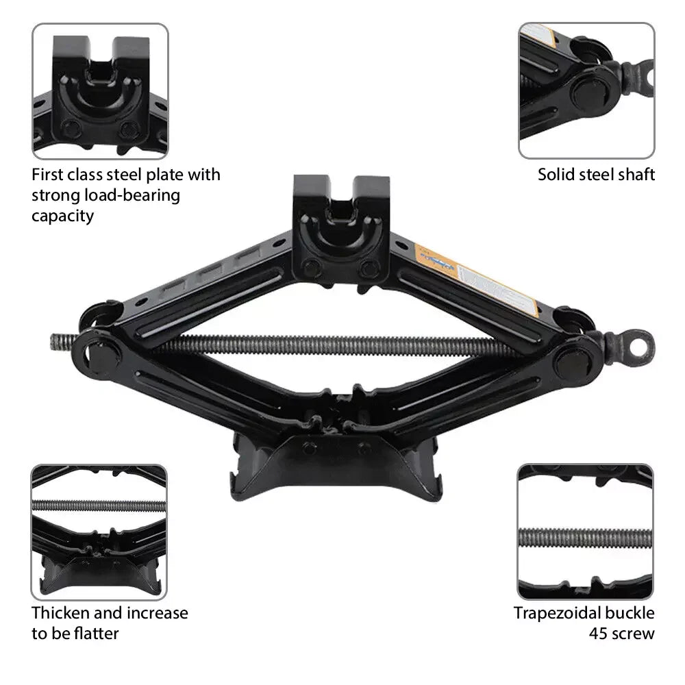 2T 3T Car Scissor Jack Lift Repair Tool Tire Replacement Kit w/ Wrench for SUV Sedan