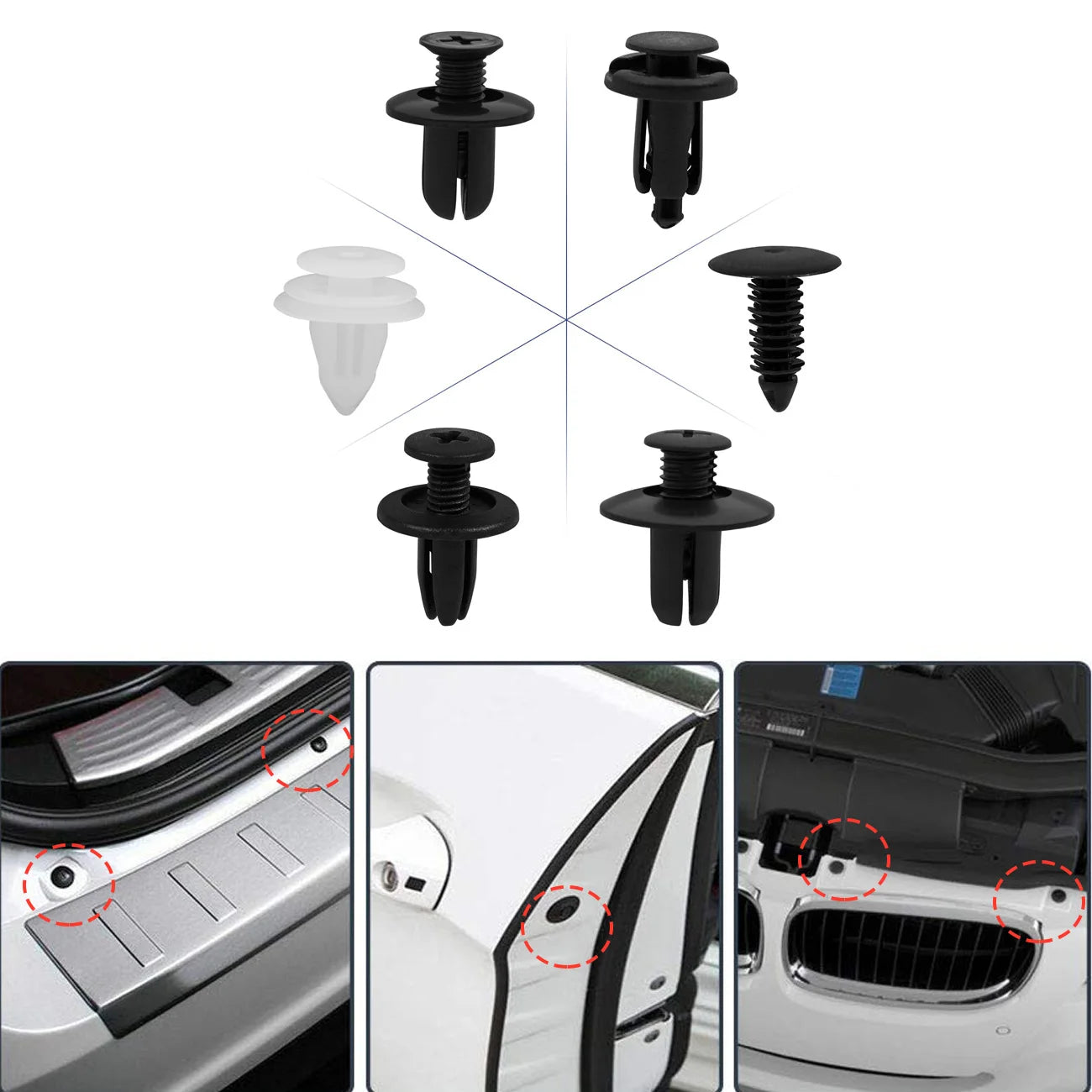 Universal Car Clips & Fasteners Kit – Retainer Pins, Rivets, Trim Panel Clips