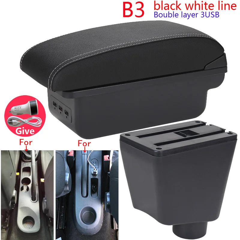 Armrest Box for Renault Clio 3 4 Captur – Car Center Console Storage Box with USB, Cup Holder – Interior Retrofit Accessory