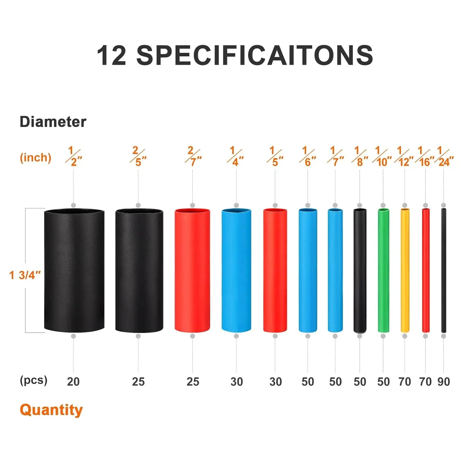 580/560-Pc Heat Shrink Tubing Kit – EVA Material, 6 Colors & 11 Sizes – Perfect for Electrical Insulation & Wire Repairs
