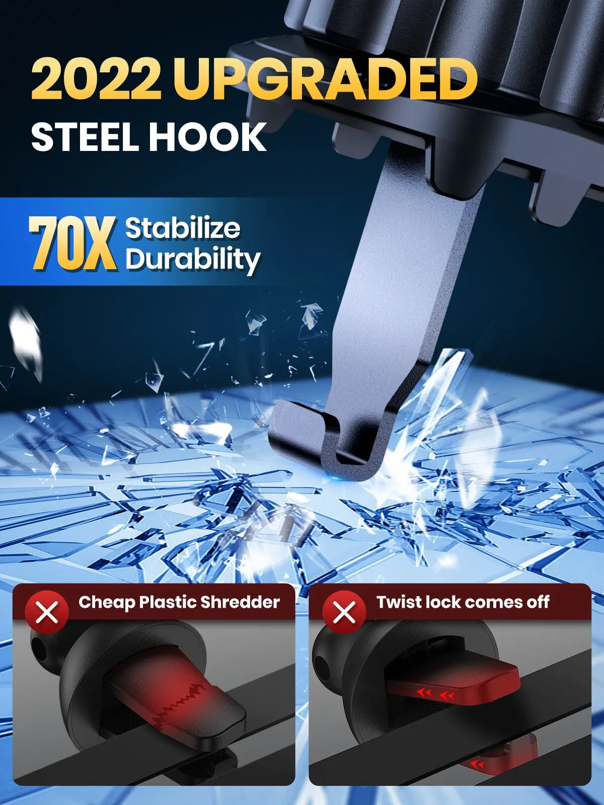 Metal Gravity Car Phone Holder Air Vent Mount with Auto-Lock Sleek Frosted Finish Universal Bracket for Vehicle