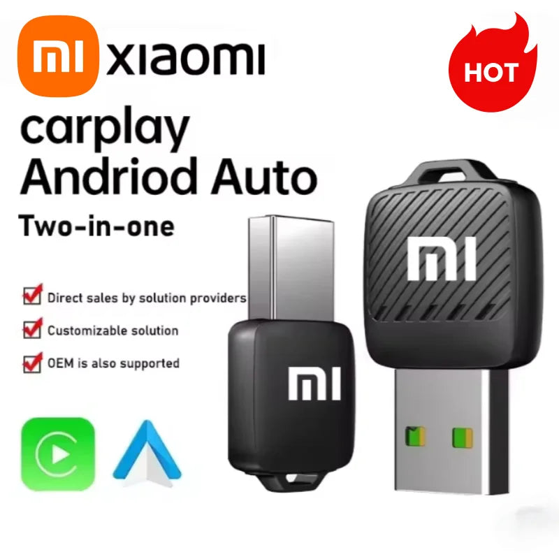 Xiaomi 2-in-1 Wireless Android Auto Adapter CarPlay Dongle AI Smart Box for Wired Cars
