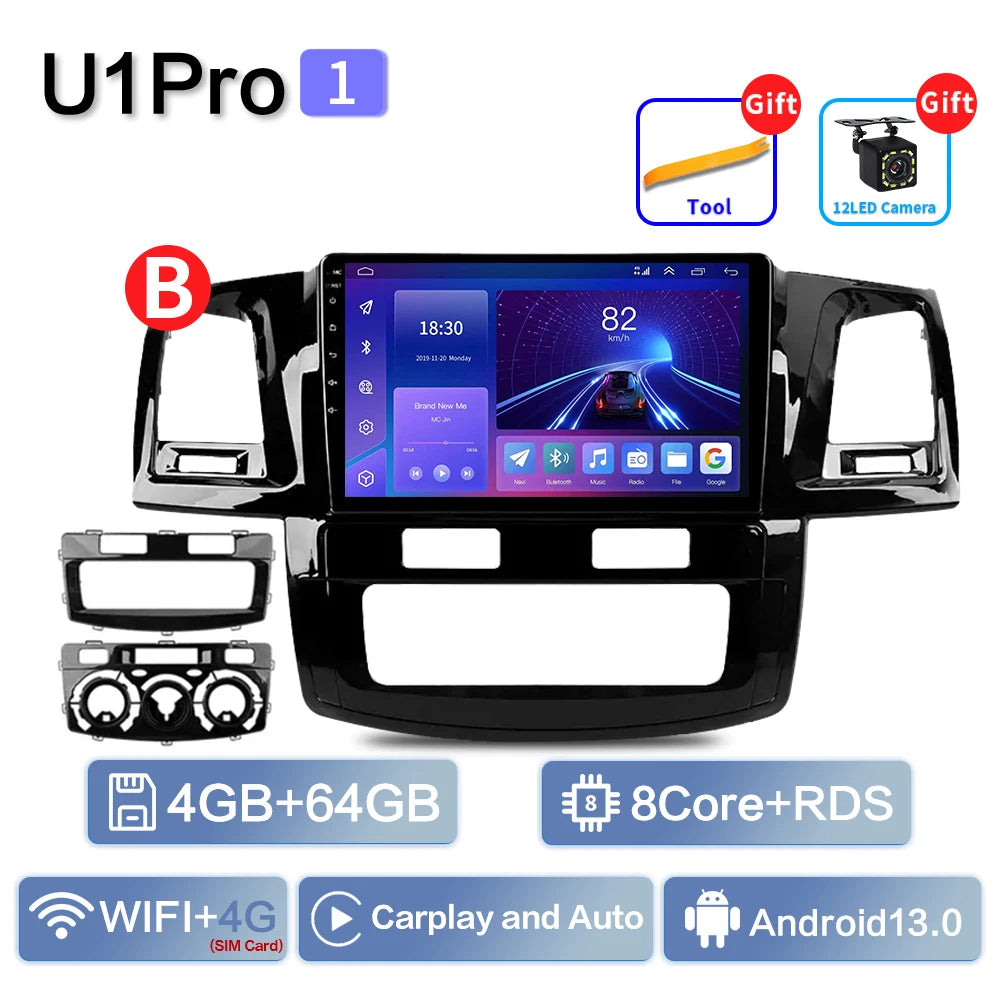 Android 13 2Din Car Stereo for Toyota Fortuner Hilux Revo Vigo 2007–2015 – GPS Navigation, CarPlay, Multimedia Video Player