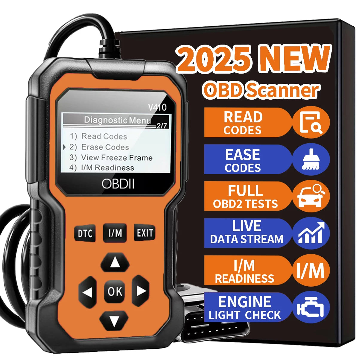 OBD2 Car Code Reader & Engine Diagnostic Scanner – Compatible with All OBDII Vehicles 1996+