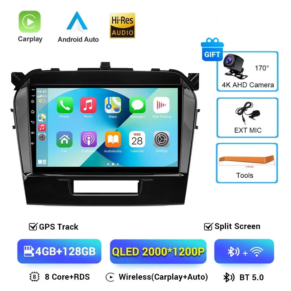 Android 16" Car Radio Multimedia GPS Navigation Player for Suzuki Vitara 2015–2020 | WiFi, Bluetooth, CarPlay, Touchscreen Autoradio