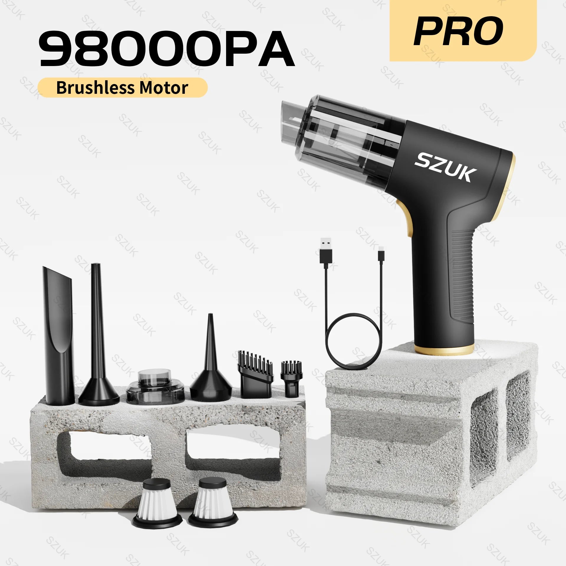 SZUK 98000PA Car Vacuum Cleaner Cordless Handheld Strong Suction Mini Portable Wireless