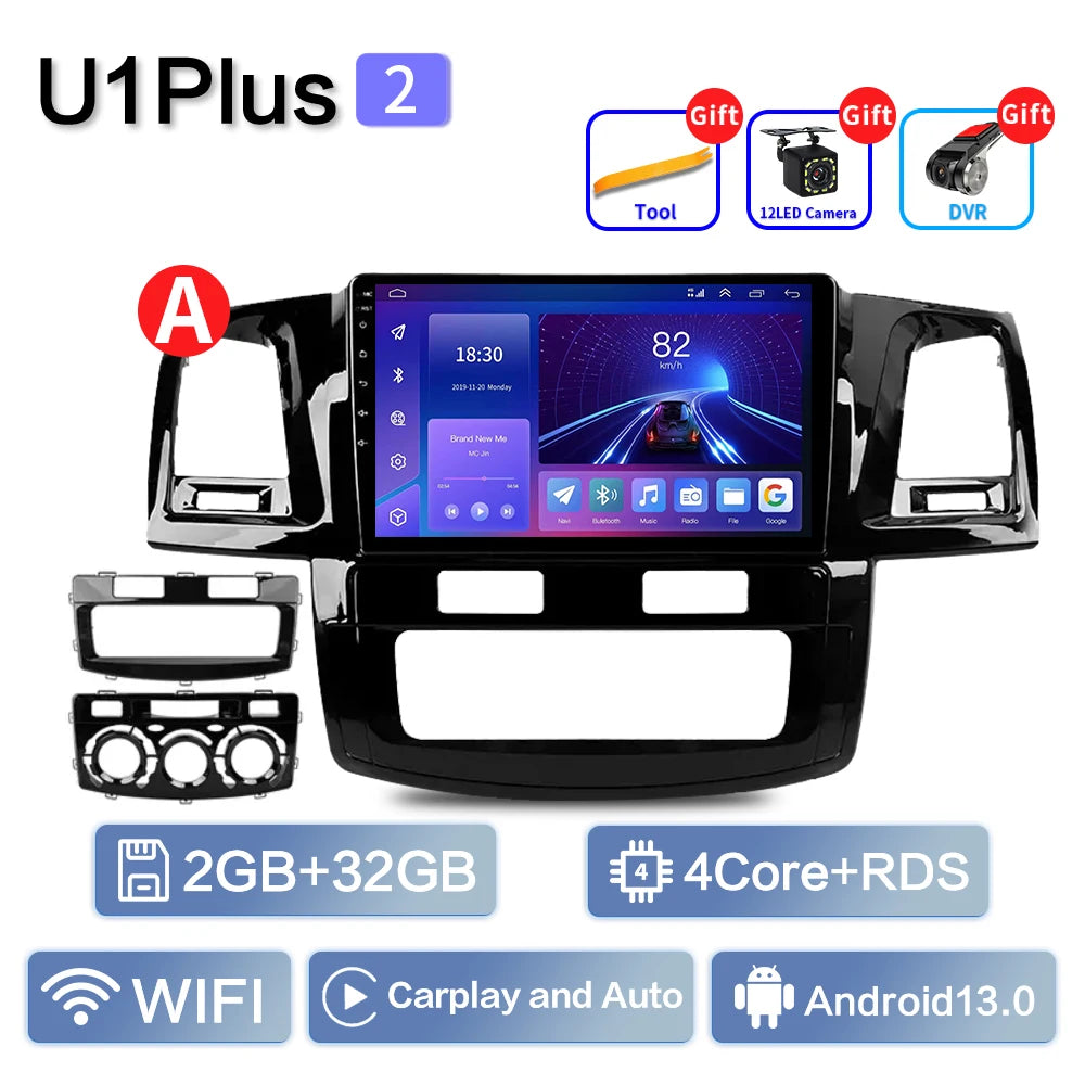 Android 13 2Din Car Stereo for Toyota Fortuner Hilux Revo Vigo 2007–2015 – GPS Navigation, CarPlay, Multimedia Video Player