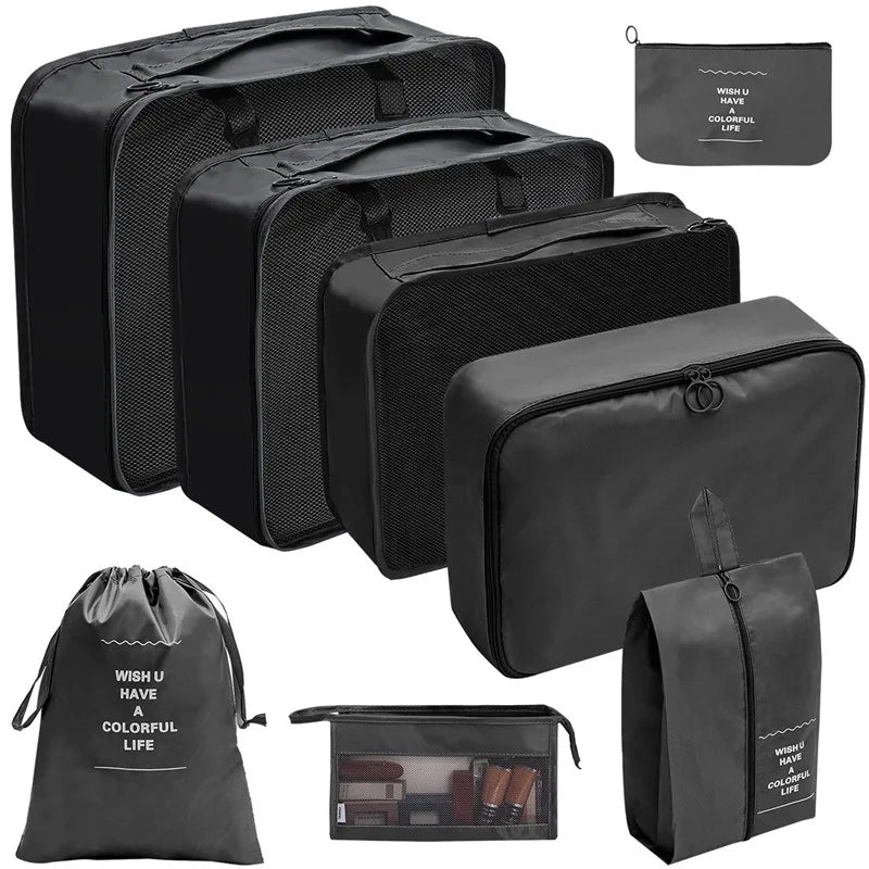 Travel Organizer Storage Bags – 7/8/9/10 Pc Packing Cubes Set for Suitcase Luggage