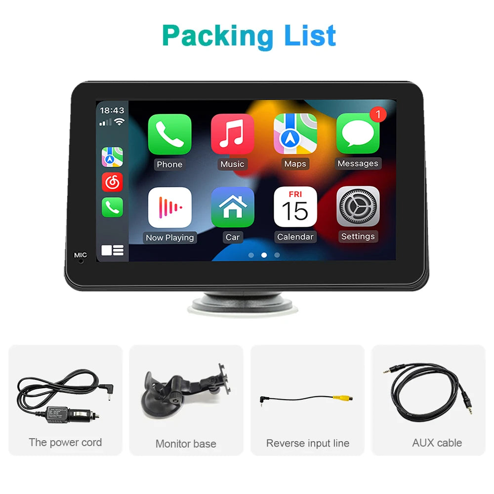 7" Touch Screen Car Stereo CarPlay Android Auto GPS Navi WiFi Radio MP5 Player