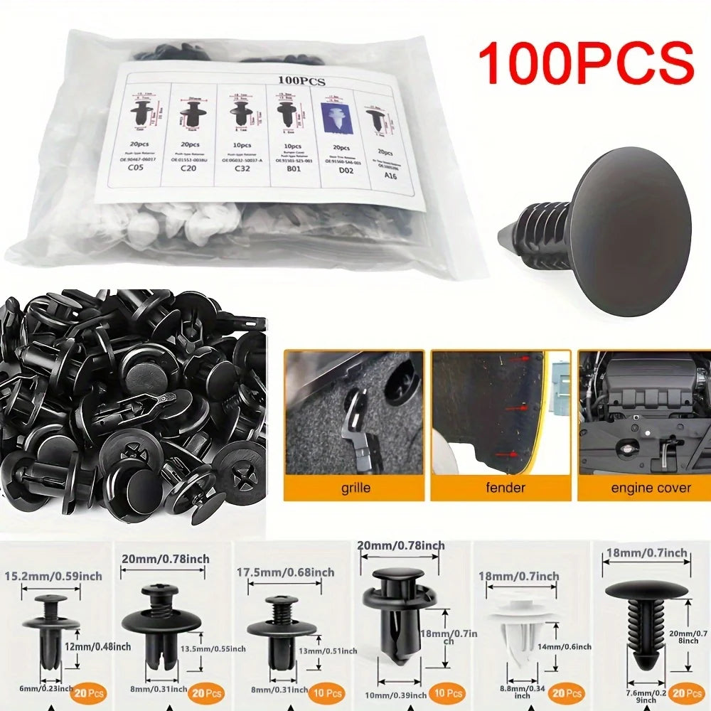 Universal Car Clips & Fasteners Kit – Retainer Pins, Rivets, Trim Panel Clips