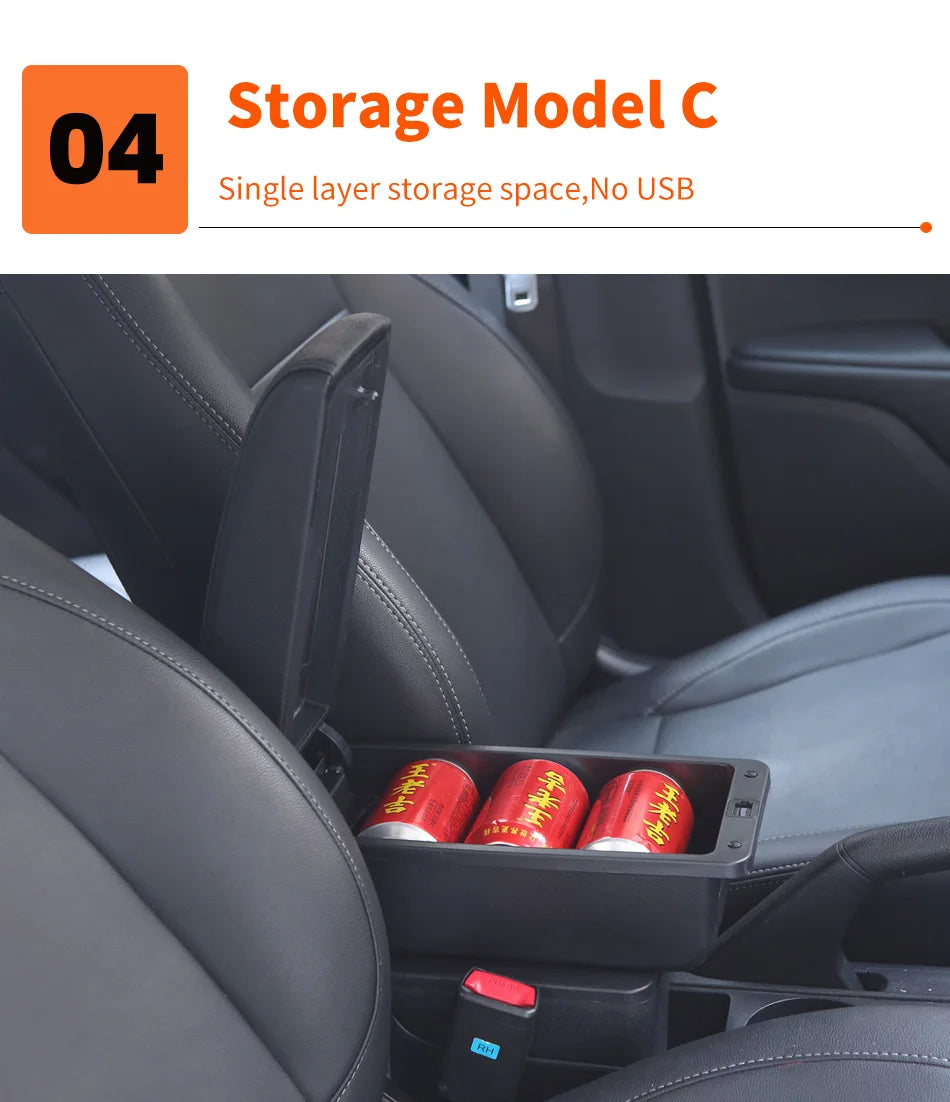 Armrest Box for Renault Clio 3 4 Captur – Car Center Console Storage Box with USB, Cup Holder – Interior Retrofit Accessory