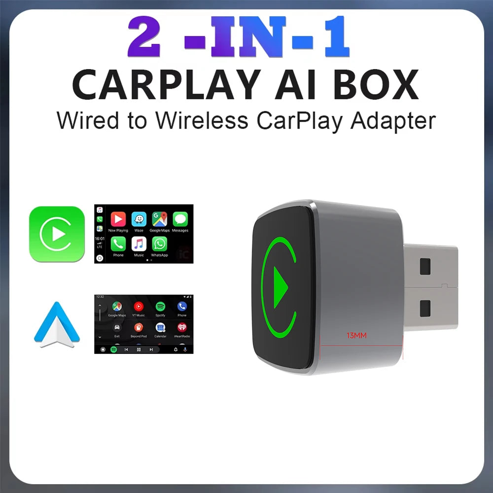 3-in-1 Wireless CarPlay & Android Auto Adapter – Plug & Play, Converts Wired to Wireless for 99% OEM Cars