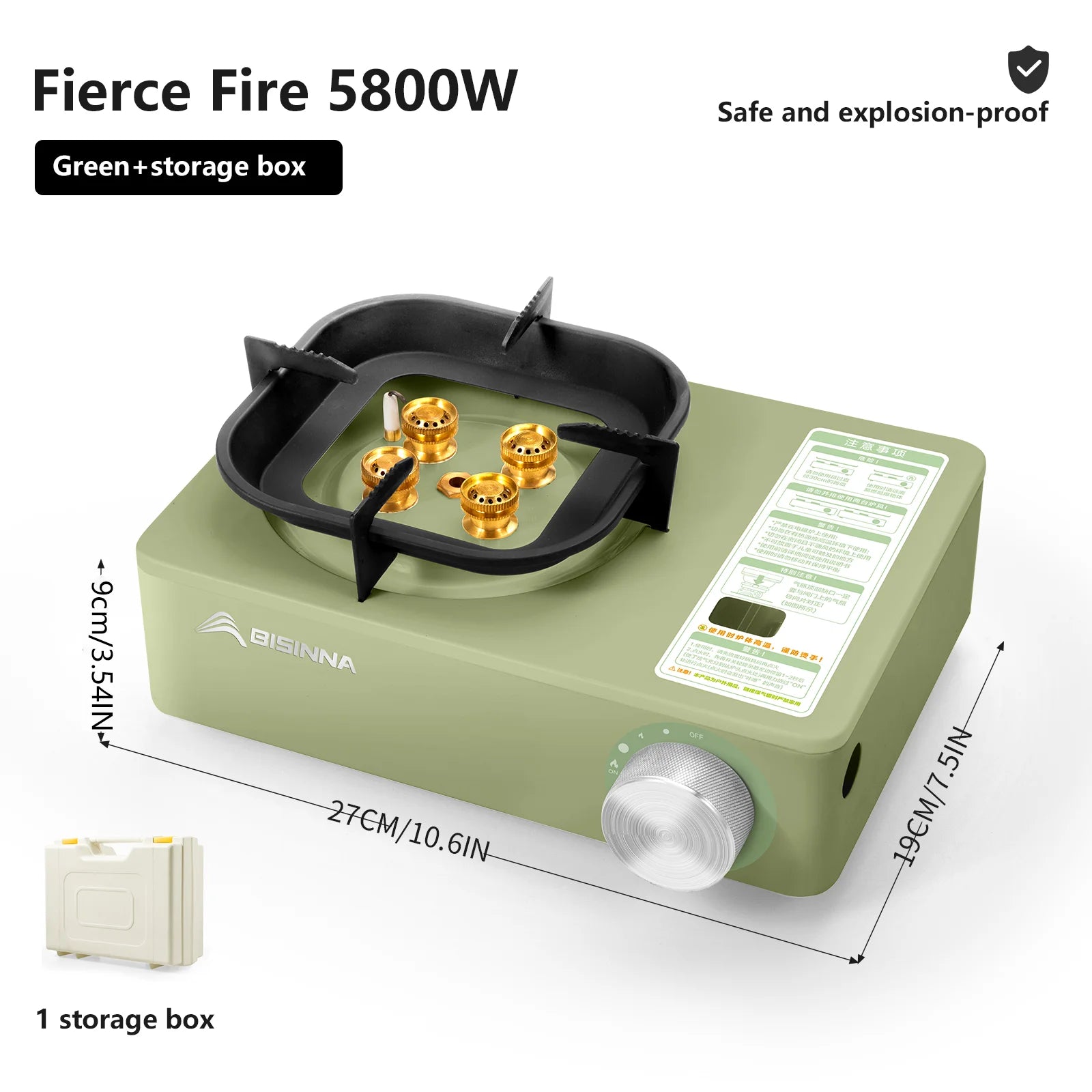 BISINNA 5800W High-Power Portable Camping Gas Stove – Outdoor Cassette Burner for Hiking, Trekking & Picnic