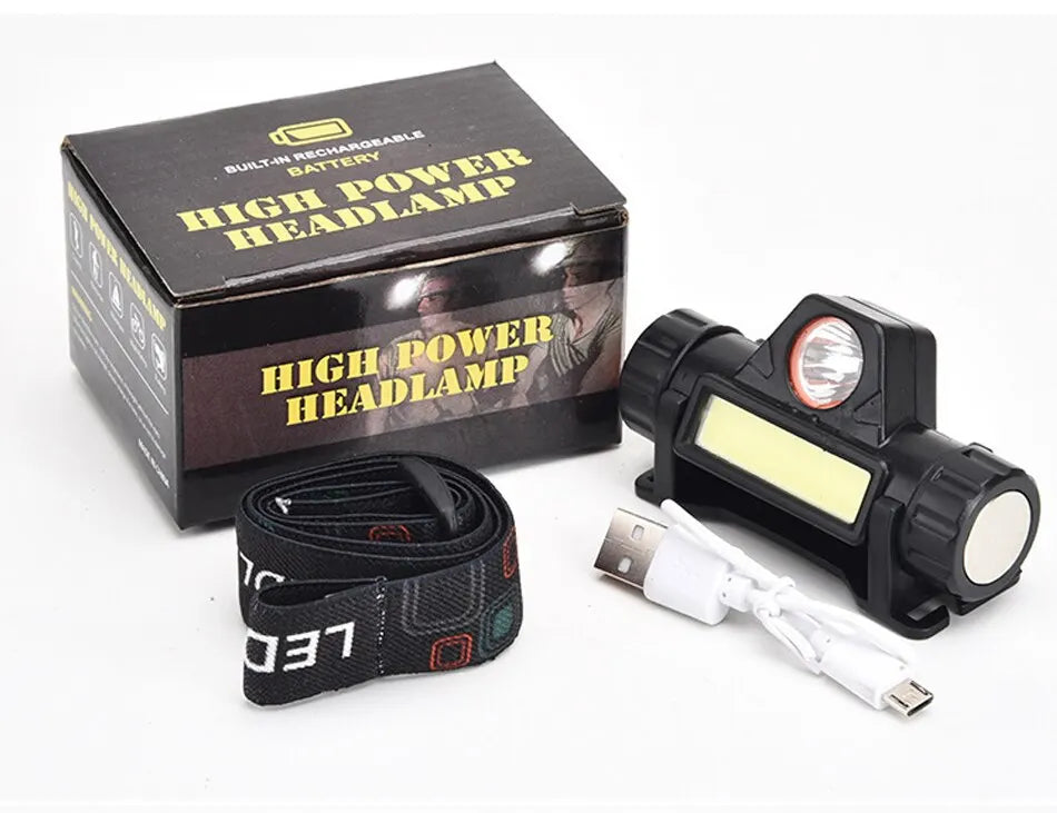 Super Bright Rechargeable COB LED Headlamp – Magnetic USB, Waterproof, Long Battery Life for Camping, Hiking & Fishing