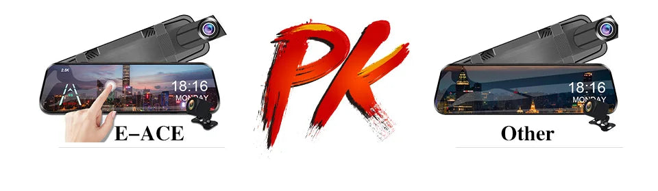 E-ACE 2K Car DVR Dash Cam Mirror WiFi GPS Night Vision 1080P Loop Recording Black Box