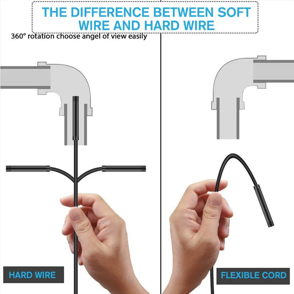 2-in-1 Endoscope Camera Micro USB Type C 7mm Lens Waterproof Inspection Borescope for Android PC Car Sewer