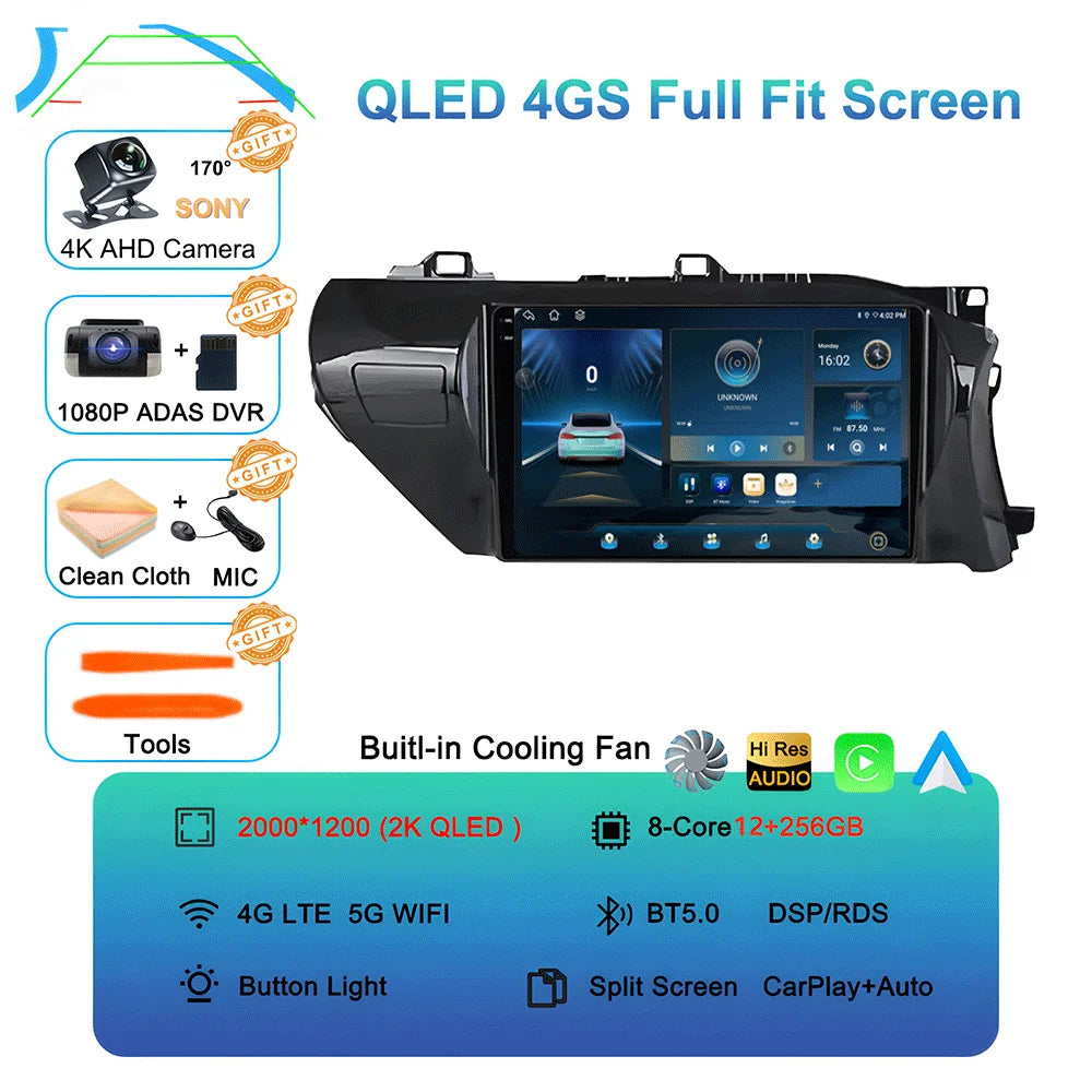 Android 15 Car Stereo GPS Multimedia Player for Toyota Hilux Revo/Vigo IMV (2016–2020) | Wireless CarPlay & Android AutoCar & Automotive Accessories
