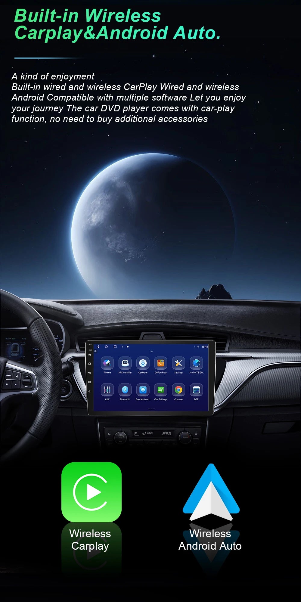 3-in-1 Wireless CarPlay & Android Auto Adapter – Plug & Play, Converts Wired to Wireless for 99% OEM Cars