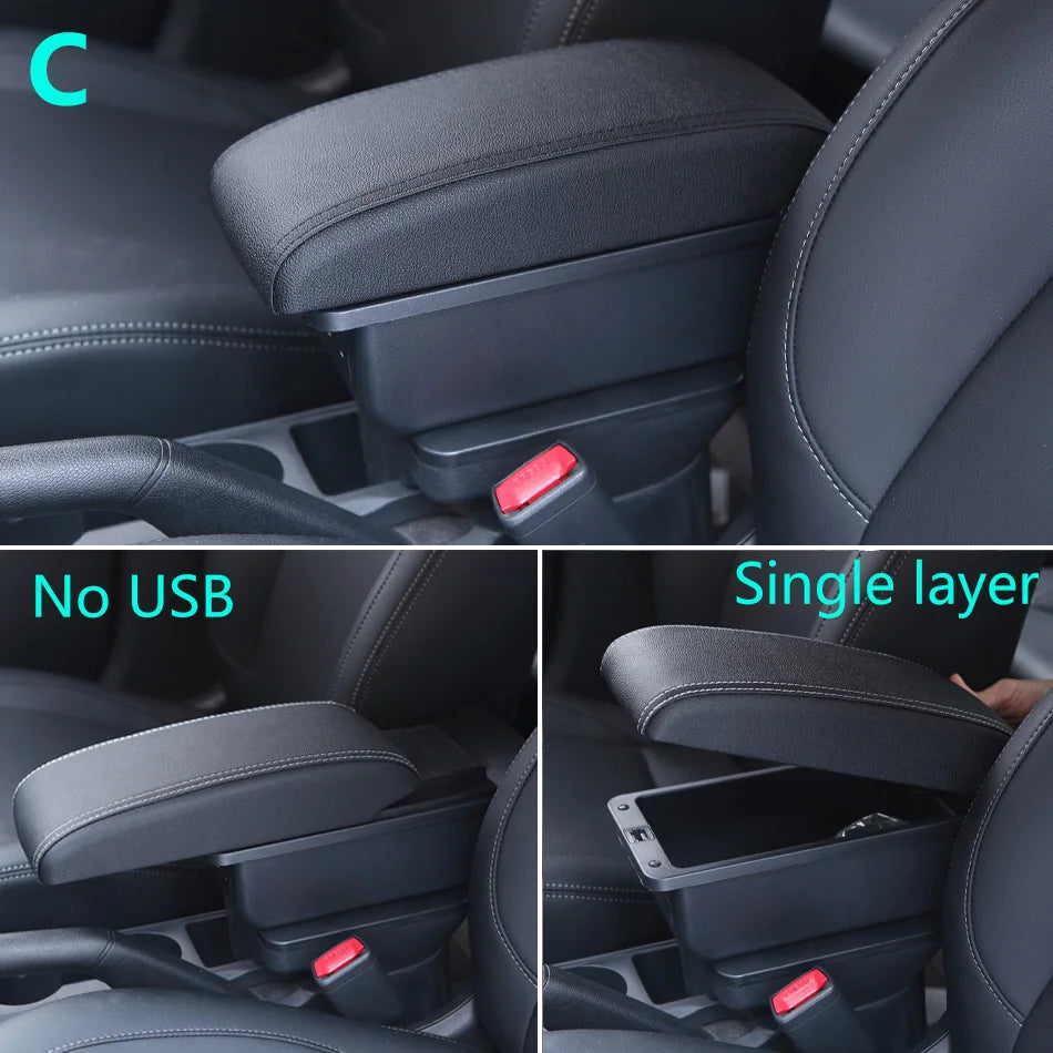 Armrest Box for Renault Clio 3 4 Captur – Car Center Console Storage Box with USB, Cup Holder – Interior Retrofit Accessory