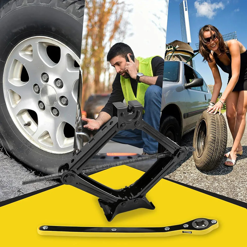 2T 3T Car Scissor Jack Lift Repair Tool Tire Replacement Kit w/ Wrench for SUV Sedan