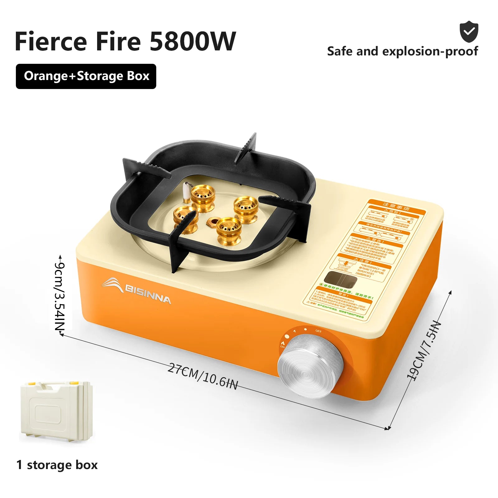 BISINNA 5800W High-Power Portable Camping Gas Stove – Outdoor Cassette Burner for Hiking, Trekking & Picnic