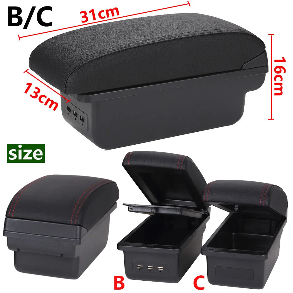 Armrest Box for Renault Clio 3 4 Captur – Car Center Console Storage Box with USB, Cup Holder – Interior Retrofit Accessory