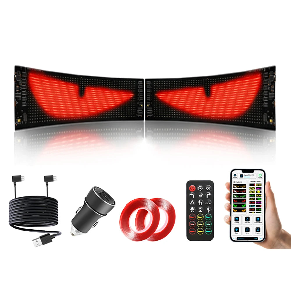 Multi-Panel Sync LED Eyes Display 96x16 | 23.4"x4.73" USB 5V Programmable Scrolling Text & Animation Sign