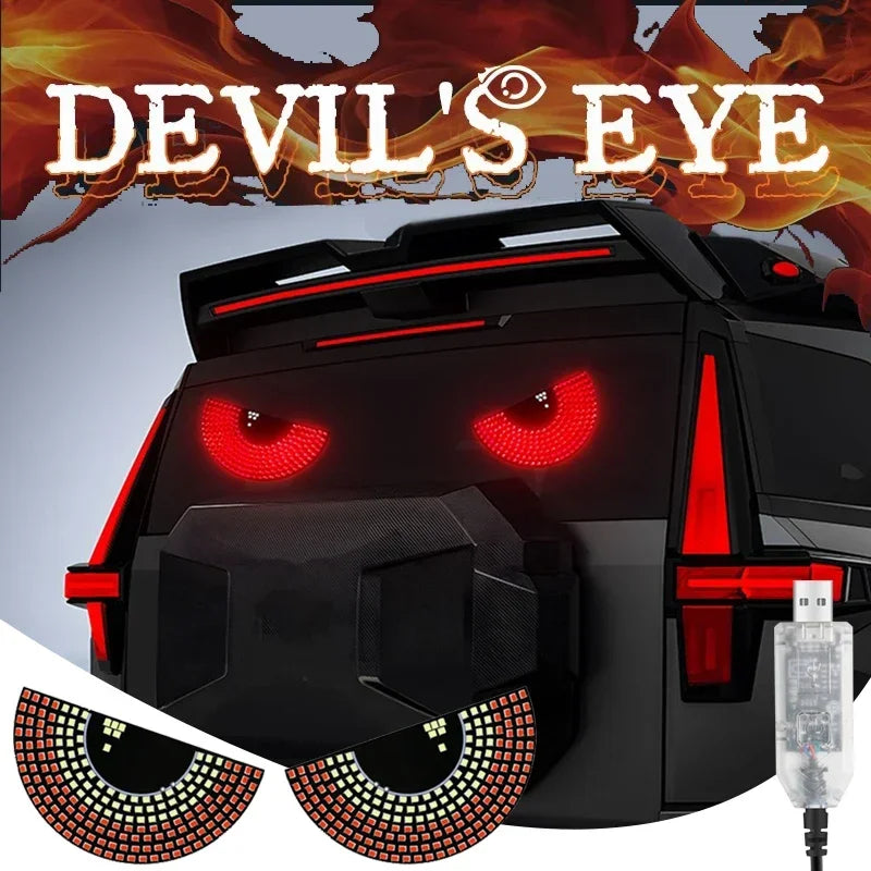 Devil’s Eyes LED Matrix Strobe Signal Lights – USB Plug-in Warning & Decoration for Car Windshields