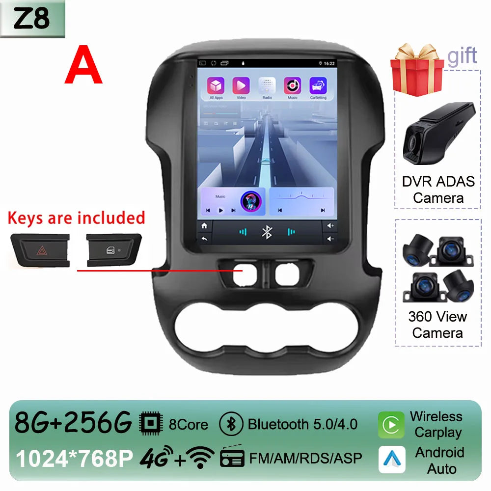 9.7" QLED Touchscreen Android 14 Car Stereo for Ford Ranger 2012-2015 | CarPlay, GPS Navigation, WiFi, Auto Radio Video Player