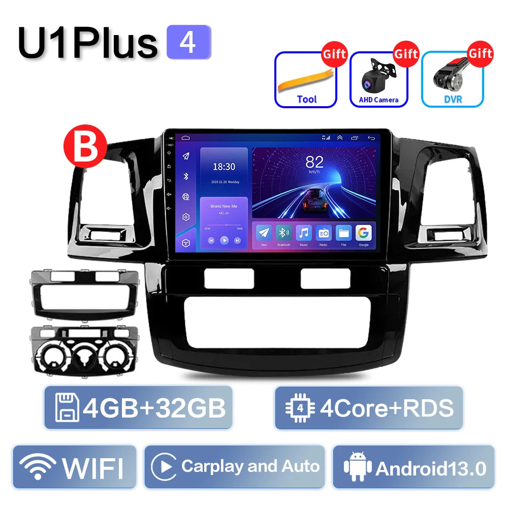 Android 13 2Din Car Stereo for Toyota Fortuner Hilux Revo Vigo 2007–2015 – GPS Navigation, CarPlay, Multimedia Video Player