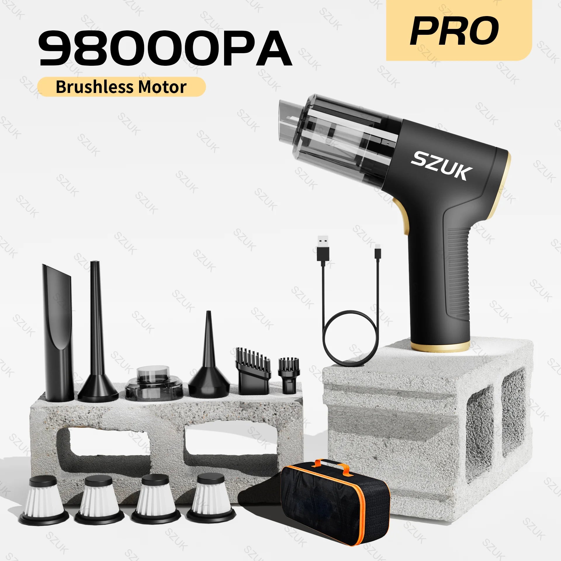 SZUK 98000PA Car Vacuum Cleaner Cordless Handheld Strong Suction Mini Portable Wireless