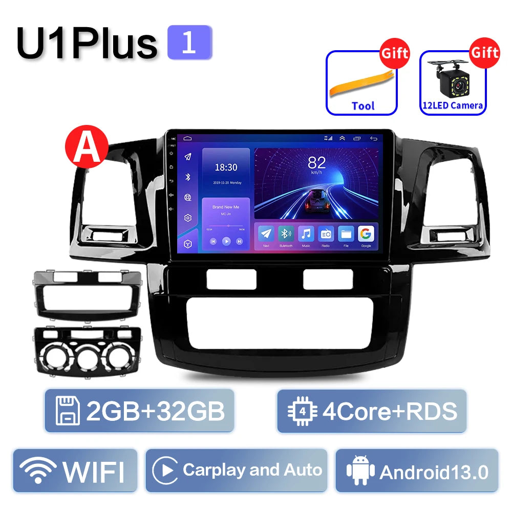 Android 13 2Din Car Stereo for Toyota Fortuner Hilux Revo Vigo 2007–2015 – GPS Navigation, CarPlay, Multimedia Video Player