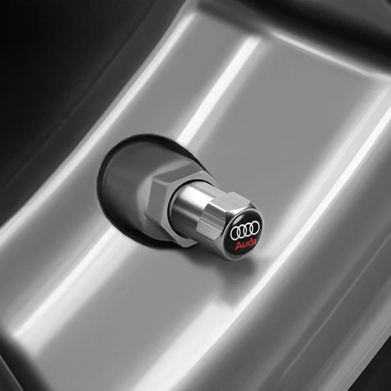 4Pcs Audi Tire Valve Stem Caps – Bolt-In Wheel Air Dust Covers for S-Line A1 A3 A4 A5 A6 A7 A8 Q3 Q5 Q7 TT RS Quattro Models