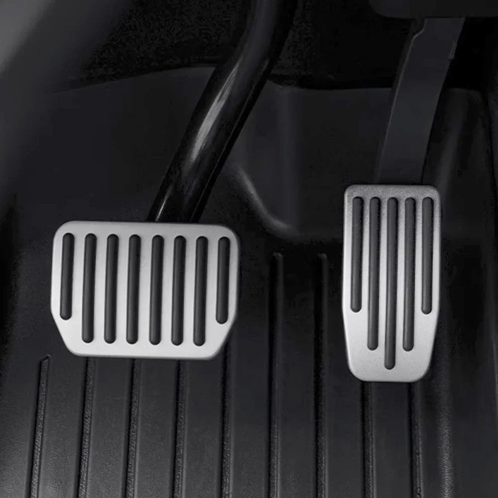 Performance Aluminum Pedal Covers for Tesla Model Y & Model 3 Highland – Non-Slip Brake, Accelerator & Footrest Set
