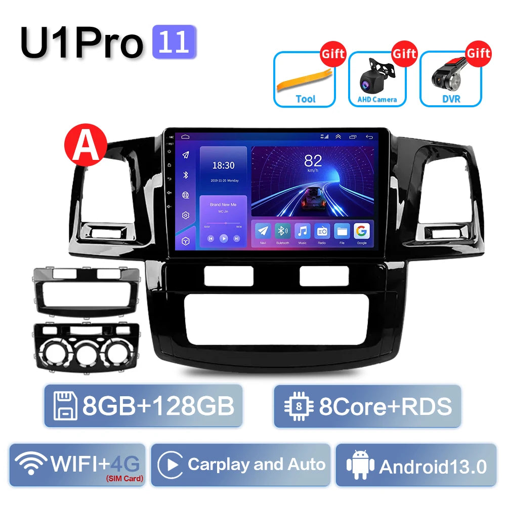 Android 13 2Din Car Stereo for Toyota Fortuner Hilux Revo Vigo 2007–2015 – GPS Navigation, CarPlay, Multimedia Video Player