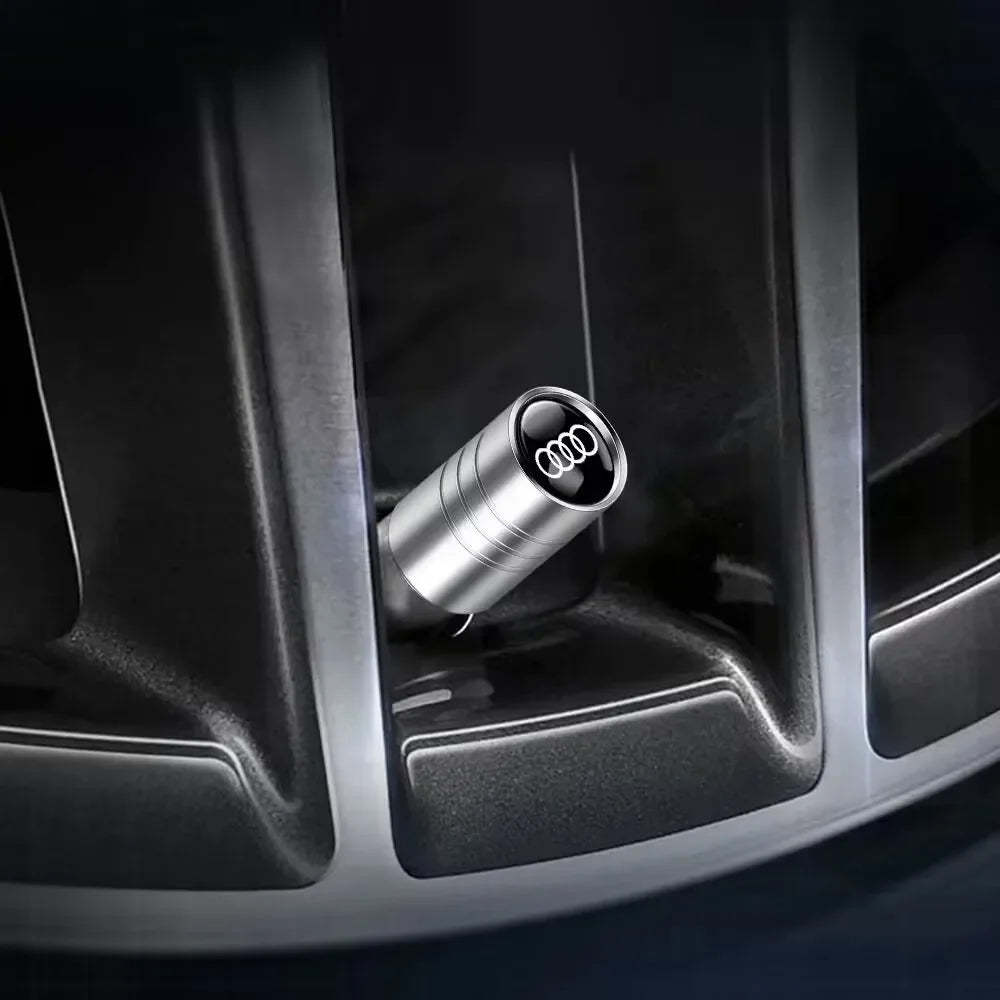 4Pcs Audi Tire Valve Stem Caps – Bolt-In Wheel Air Dust Covers for S-Line A1 A3 A4 A5 A6 A7 A8 Q3 Q5 Q7 TT RS Quattro Models