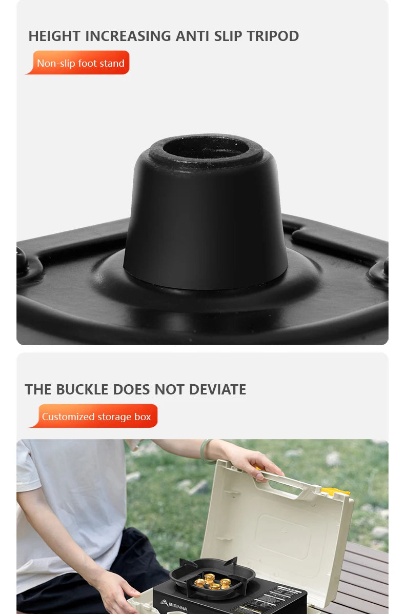 BISINNA 5800W High-Power Portable Camping Gas Stove – Outdoor Cassette Burner for Hiking, Trekking & Picnic