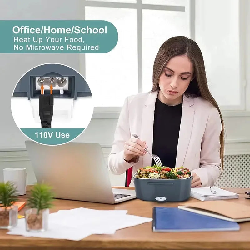 1.5L Electric Lunch Box Food Warmer 60W Portable Food Heater for Car Home Office