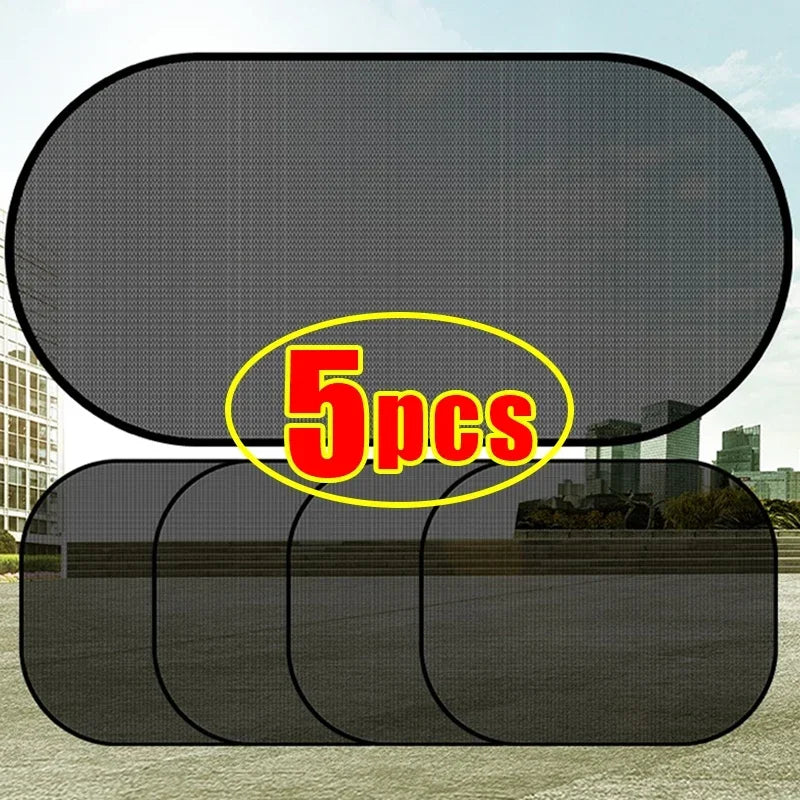 Car Window Sunshade UV Protection Mesh Cover Front Rear Side Curtain Black 1-5PCS