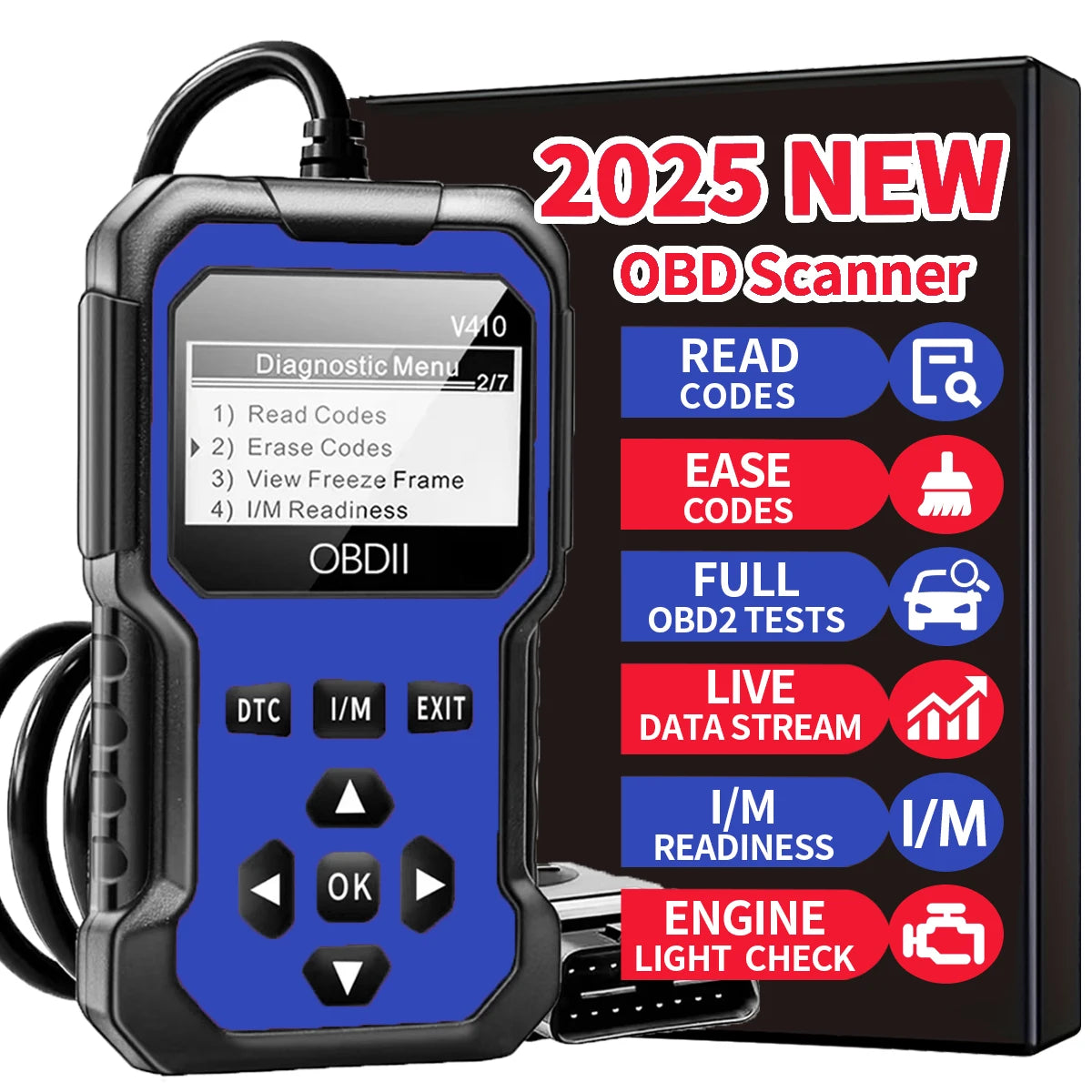 OBD2 Car Code Reader & Engine Diagnostic Scanner – Compatible with All OBDII Vehicles 1996+