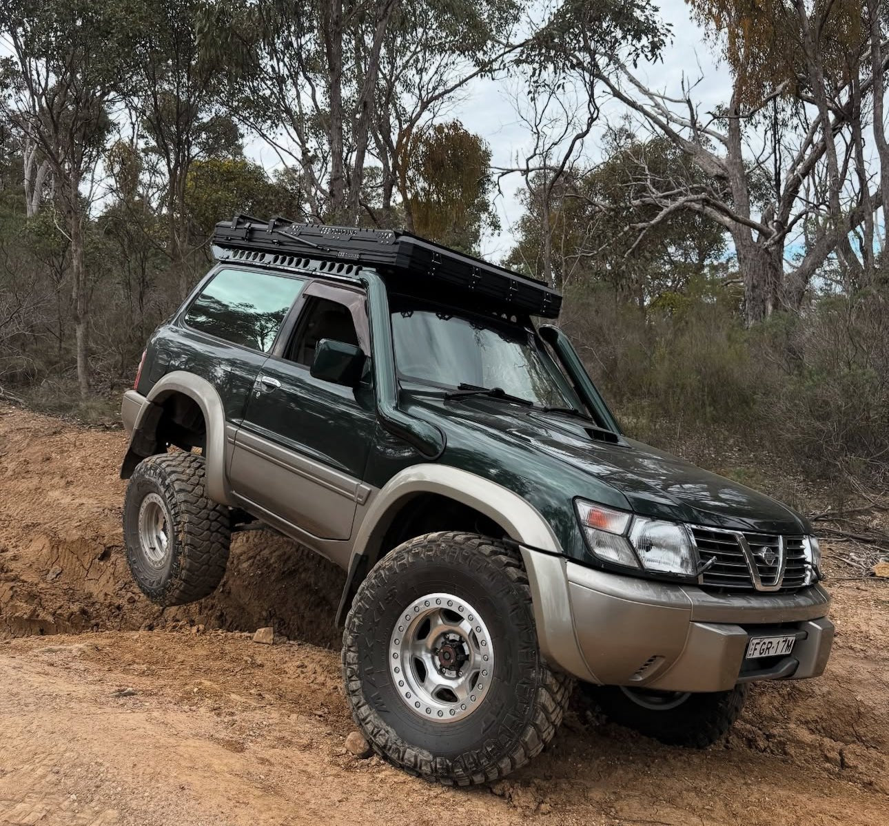 Nissan Patrol GU Teardrop 4.5" Mid Entry Stainless Snorkel (Series 1-3) by Canna Fabrication — brushed silver